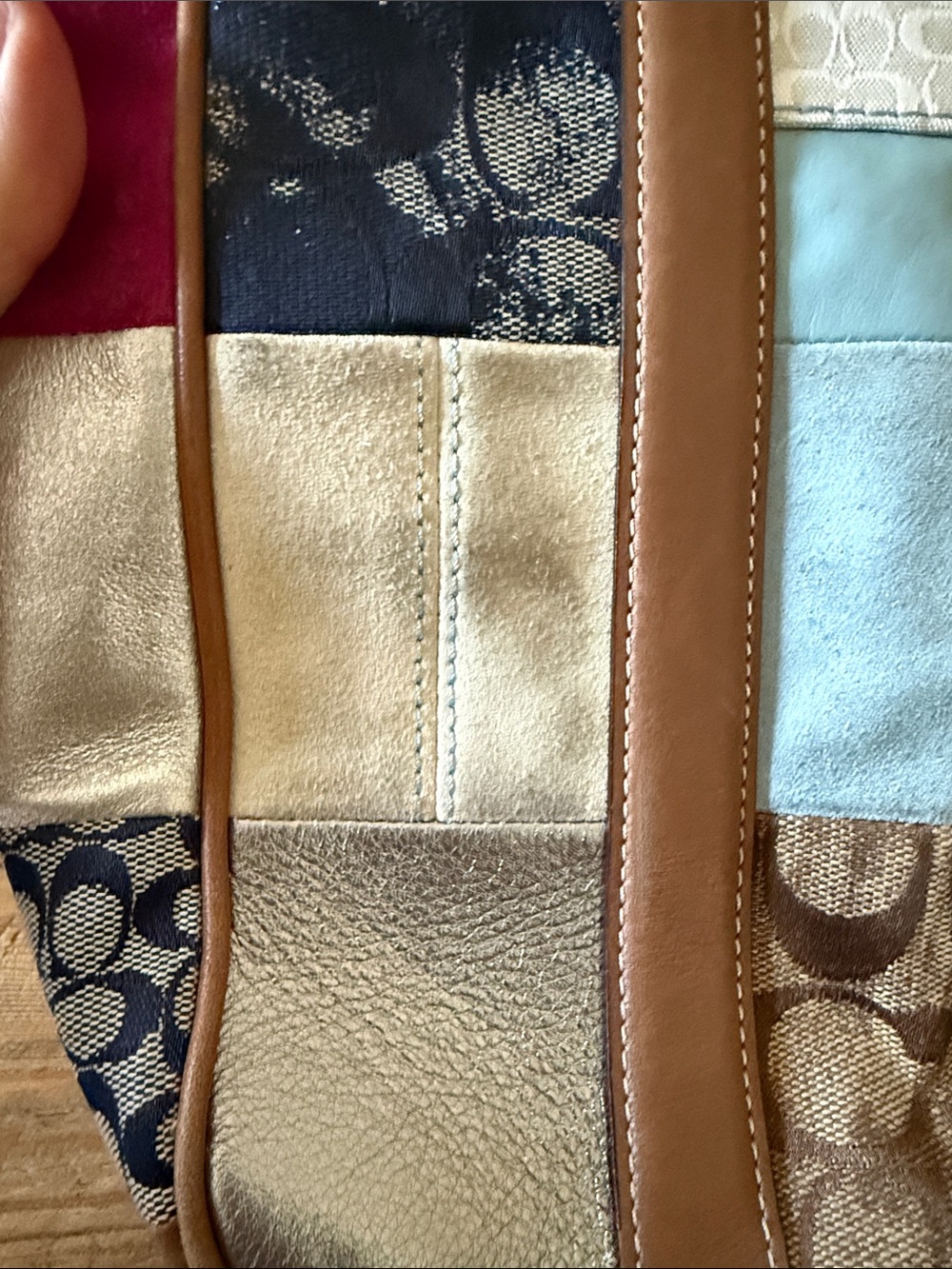Coach Patchwork Tote in Pink, Blue, Brown and Cream - Picture 2 of 5